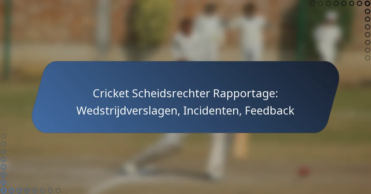 Cricket Scheidsrechter Rapportage: Wedstrijdverslagen, Incidenten, Feedback
