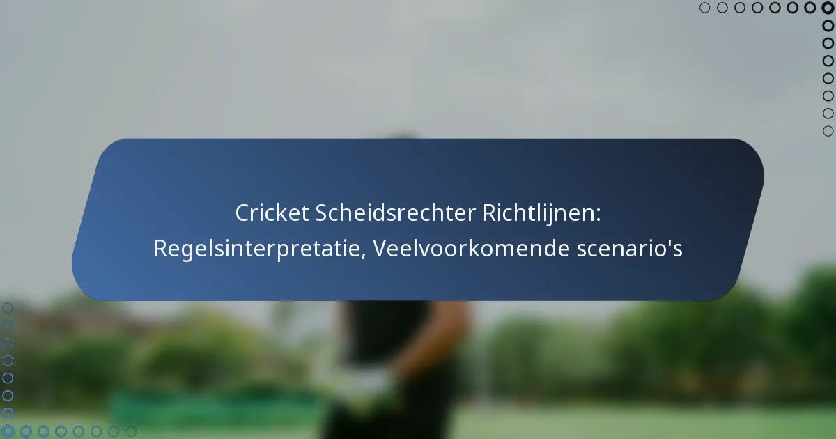 Cricket Scheidsrechter Richtlijnen: Regelsinterpretatie, Veelvoorkomende scenario’s