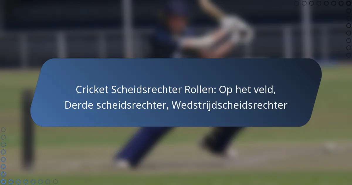 Cricket Scheidsrechter Rollen: Op het veld, Derde scheidsrechter, Wedstrijdscheidsrechter
