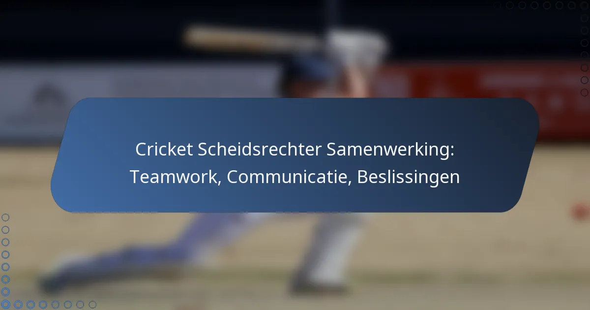 Cricket Scheidsrechter Samenwerking: Teamwork, Communicatie, Beslissingen