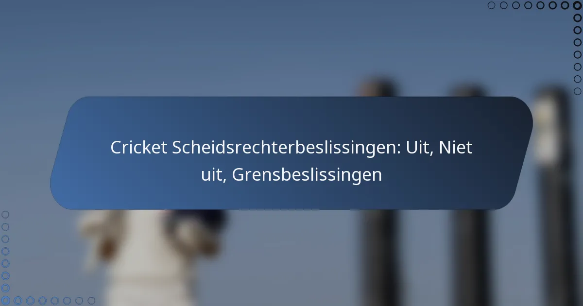 Cricket Scheidsrechterbeslissingen: Uit, Niet uit, Grensbeslissingen