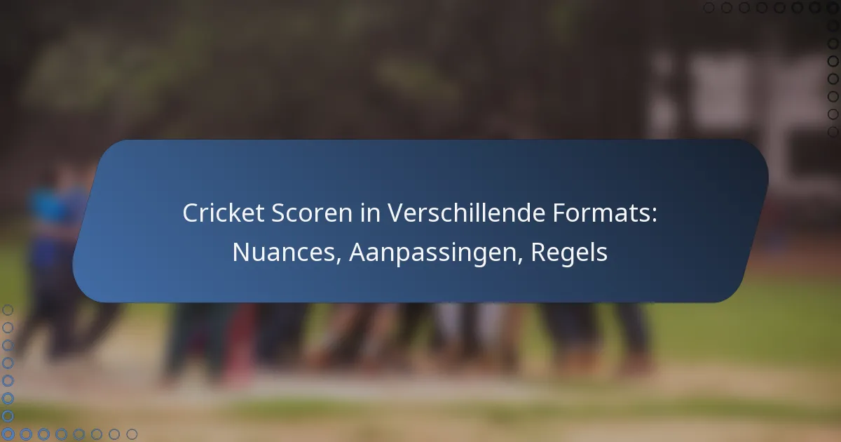 Cricket Scoren in Verschillende Formats: Nuances, Aanpassingen, Regels