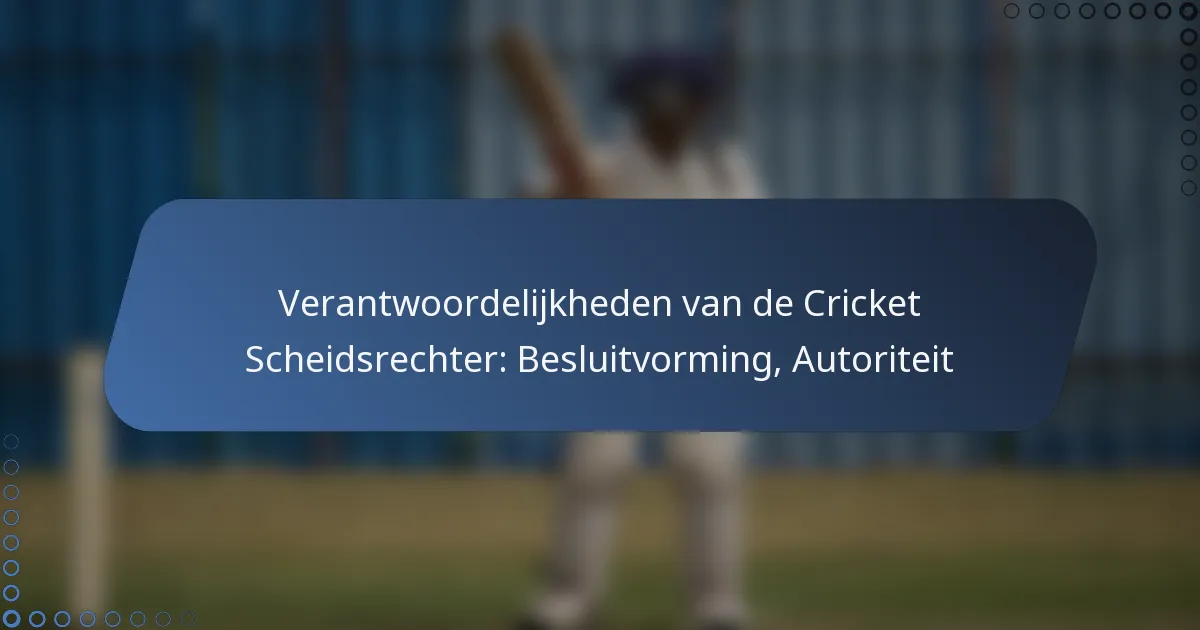 Verantwoordelijkheden van de Cricket Scheidsrechter: Besluitvorming, Autoriteit