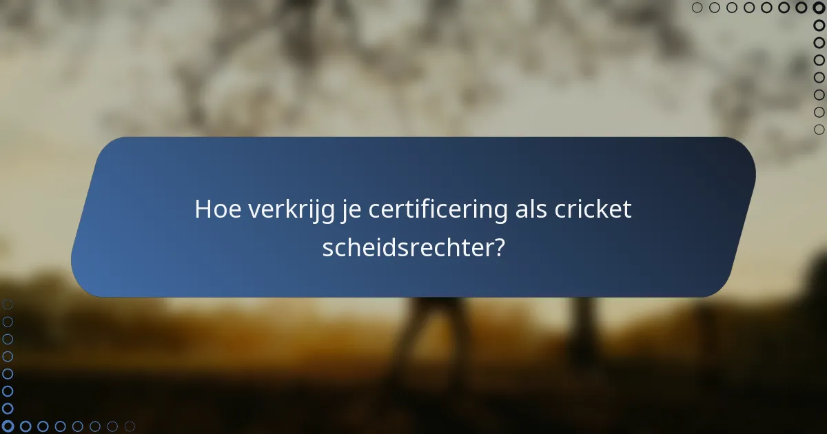 Hoe verkrijg je certificering als cricket scheidsrechter?