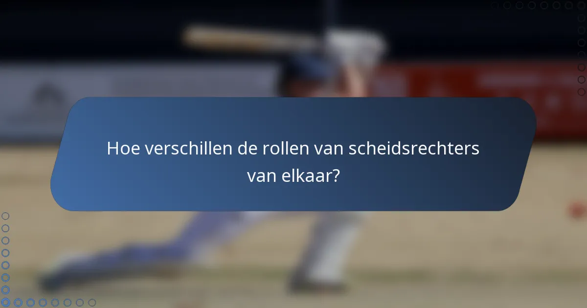 Hoe verschillen de rollen van scheidsrechters van elkaar?