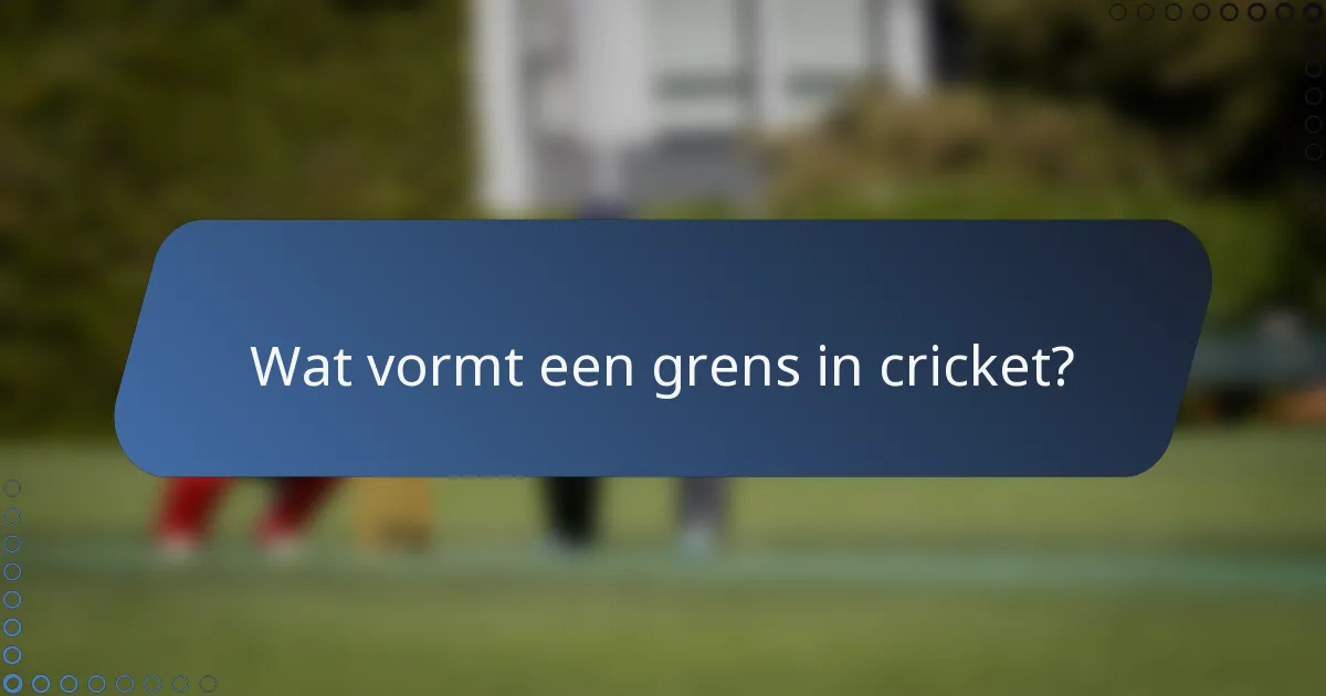 Wat vormt een grens in cricket?