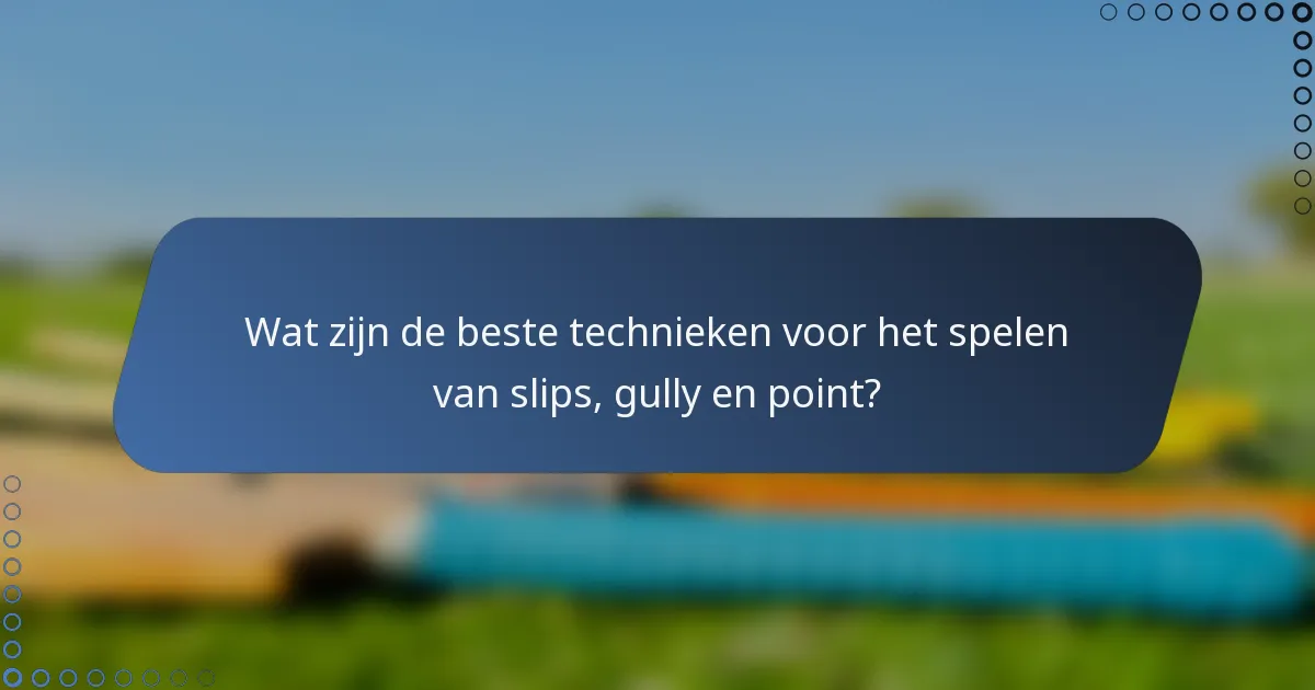 Wat zijn de beste technieken voor het spelen van slips, gully en point?