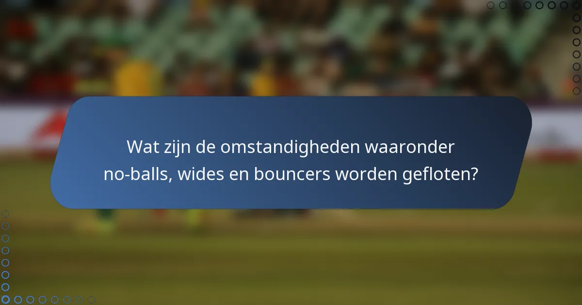 Wat zijn de omstandigheden waaronder no-balls, wides en bouncers worden gefloten?