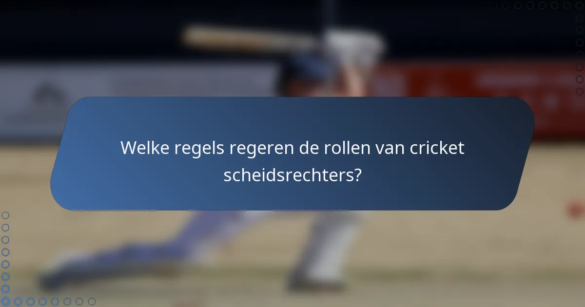 Welke regels regeren de rollen van cricket scheidsrechters?